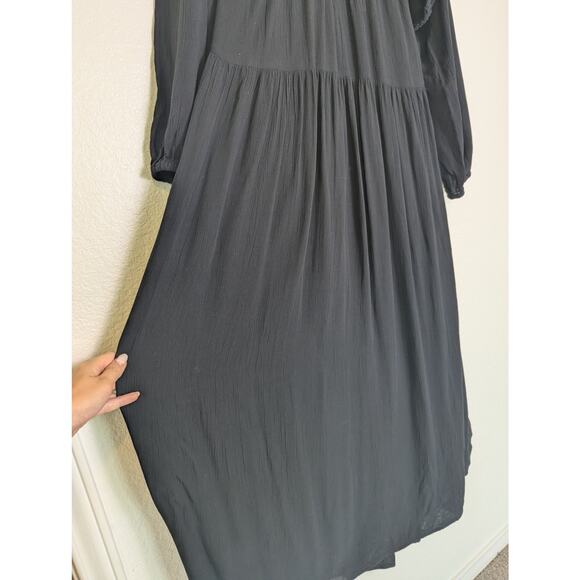 Old Navy Waist Defined Crepe Side Cutout Black Maxi Dress Women XXL Tall Boho - Picture 8 of 13